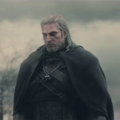 A Man With A Beard And A Cape Is Standing In The Fog . GIF
