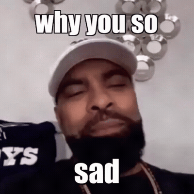 A Man With A Beard And A Hat Is Making A Sad Face And Says `` Why You So Sad '' . GIF