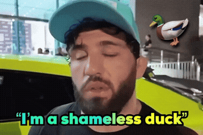 A Man With A Beard And A Hat Says " I 'M A Shameless Duck " GIF
