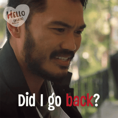 A Man With A Beard And A Heart That Says Hello Again GIF