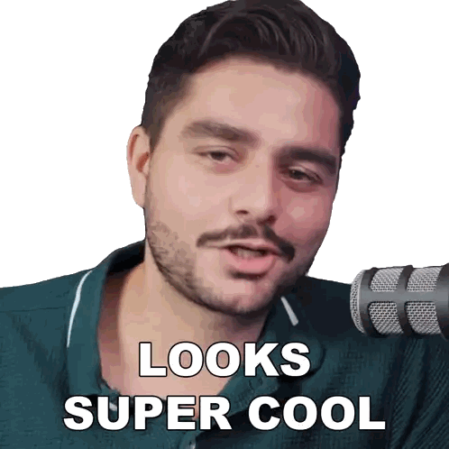 A Man With A Beard And A Microphone Says Looks Super Cool Sticker
