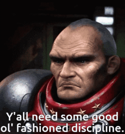 A Man With A Beard And A Red Helmet Says Y All Need Some Good Ol Fashioned Discipline GIF