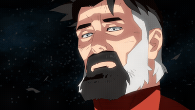 A Man With A Beard And A Red Shirt Looks Up Into The Sky GIF