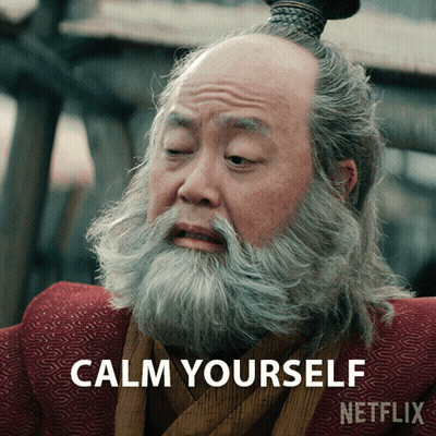 A Man With A Beard And A Red Shirt Says Calm Yourself Netflix GIF