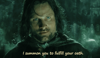 A Man With A Beard And A Sword Says I Summon You To Fulfill Your Oath GIF