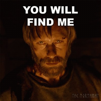 A Man With A Beard And Blood On His Face Has The Words You Will Find Me Above Him GIF
