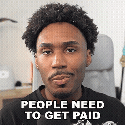 A Man With A Beard And Curly Hair Says People Need To Get Paid GIF