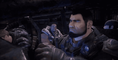 A Man With A Beard And Ear Piercings Is In A Video Game GIF