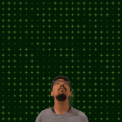 A Man With A Beard And Glasses Is Looking Up At The Number 14 GIF