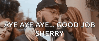 A Man With A Beard And Glasses Says Aye Aye Aye Good Job Sherry . GIF