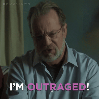 A Man With A Beard And Glasses Says I 'M Outraged GIF