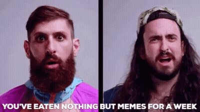 A Man With A Beard And Long Hair Is Eating Nothing But Memes For A Week GIF