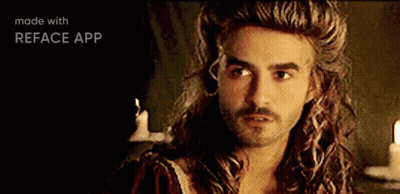 A Man With A Beard And Long Hair Is Made With Reface App GIF