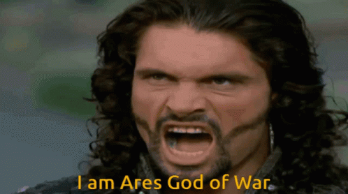 Bearded Man Screaming I Am Ares God Of War GIF