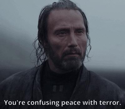 A Man With A Beard And Long Hair Says You 'Re Confusing Peace With Terror GIF
