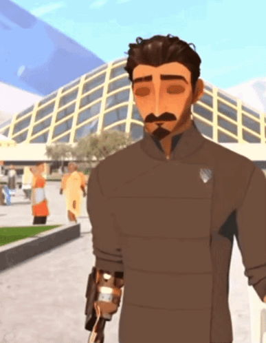 A Man With A Beard And Mustache Is Wearing A Brown Jacket GIF
