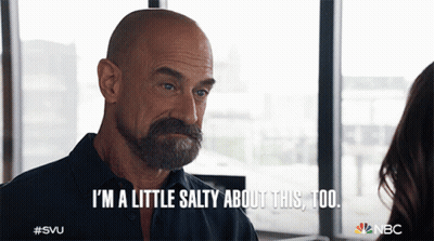 A Man With A Beard And Mustache Says " I 'M A Little Salty About This Too " GIF