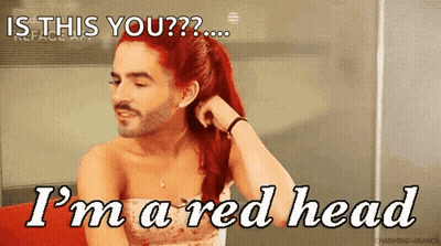 A Man With A Beard And Red Hair Is Asking If He Is A Redhead GIF