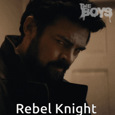 A Man With A Beard And The Name Rebel Knight Written Below Him GIF