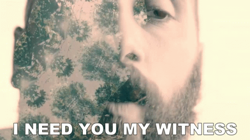 A Man With A Beard And The Words " I Need You My Witness " GIF