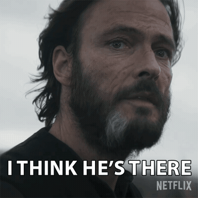 A Man With A Beard And The Words I Think He 'S There GIF