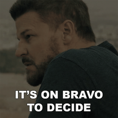 A Man With A Beard And The Words It 'S On Bravo To Decide GIF