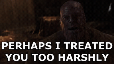 A Man With A Beard And The Words Perhaps I Treated You Too Harshly Above Him GIF