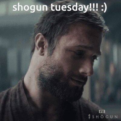 A Man With A Beard And The Words Shogun Tuesday On His Face GIF