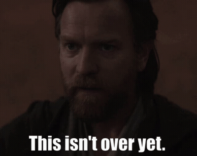 A Man With A Beard And The Words This Isn 'T Over Yet GIF