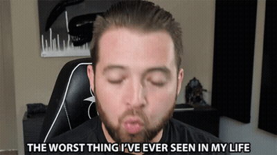 A Man With A Beard Blowing A Kiss With The Words " The Worst Thing I 'Ve Ever Seen In My Life " Below Him GIF