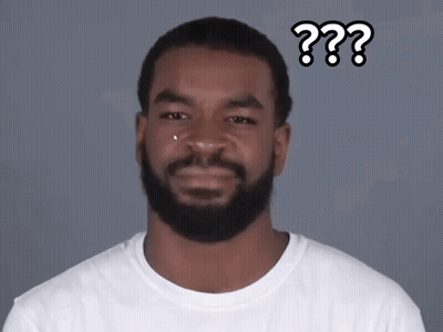 A Man With A Beard Has A Question Mark Above His Head And The Words That Makes No Sense GIF