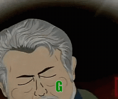 A Man With A Beard Has The Letter G On His Face GIF