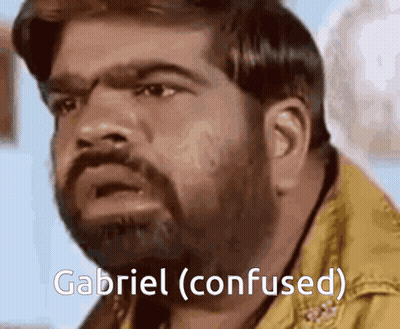 A Man With A Beard Has The Word Gabriel Written On His Face GIF