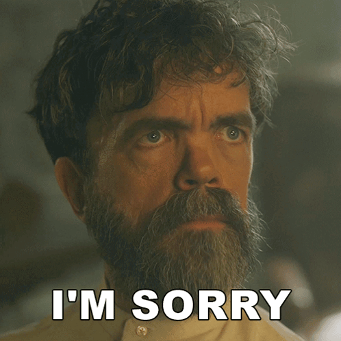 A Man With A Beard Has The Words I 'M Sorry On His Face GIF