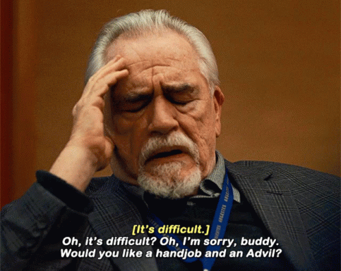 A Man With A Beard Holds His Hand To His Forehead While Saying It 'S Difficult GIF