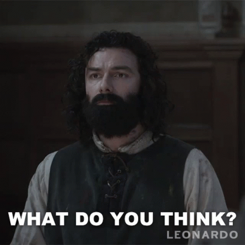 A Man With A Beard Is Being Asked What Do You Think By Leonardo GIF