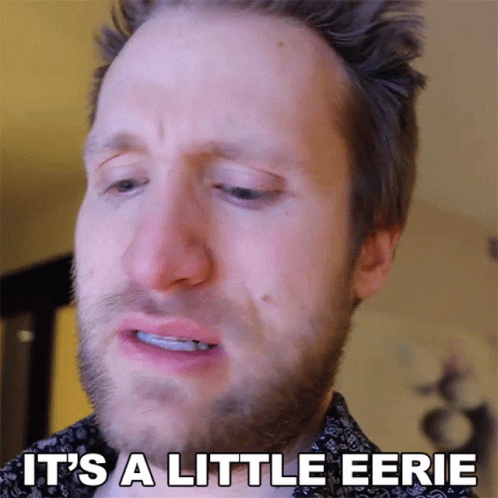 A Man With A Beard Is Crying With The Words It 'S A Little Eerie Written Below Him GIF