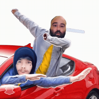 A Man With A Beard Is Driving A Red Car GIF