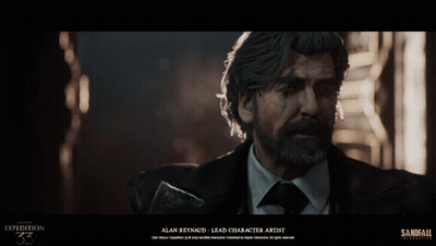 A Man With A Beard Is Featured In A Video Game Called Sandfall Interactive GIF