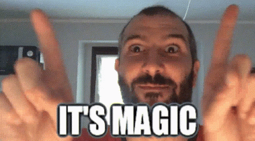 A Man With A Beard Is Giving The Middle Finger And Has The Words It 'S Magic Written On His Face GIF