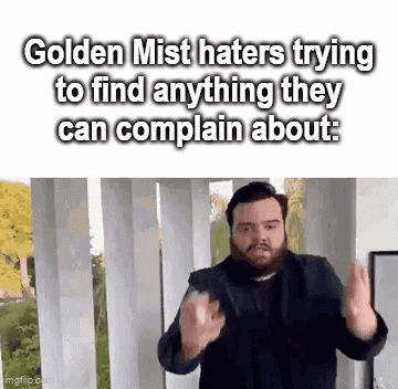 A Man With A Beard Is Giving The Middle Finger In A Meme About Golden Mist GIF