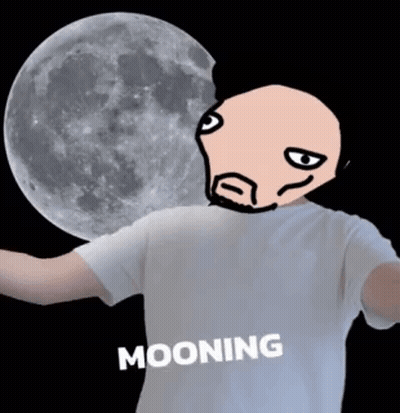 A Man With A Beard Is Holding A Full Moon In Front Of His Face GIF