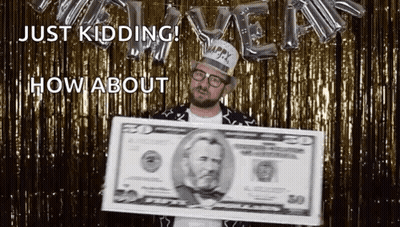A Man With A Beard Is Holding A Large Dollar Bill With A Picture Of Abraham Lincoln On It . GIF