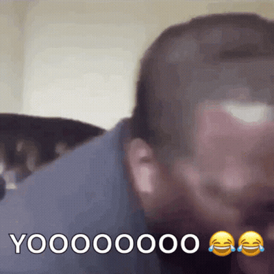 A Man With A Beard Is Laughing With Tears Coming Out Of His Eyes And The Words Yoooooo On The Bottom GIF