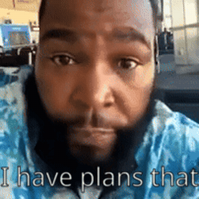 A Man With A Beard Is Looking At The Camera And Says I Have Plans That GIF