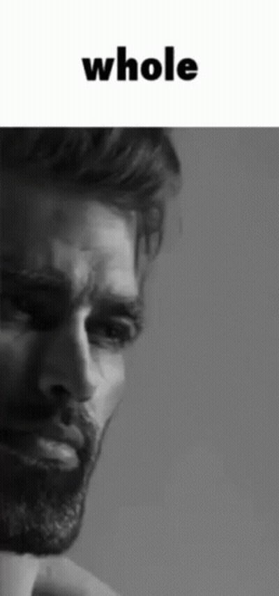 A Man With A Beard Is Looking At The Camera In A Black And White Photo With The Word Whole Above Him . GIF