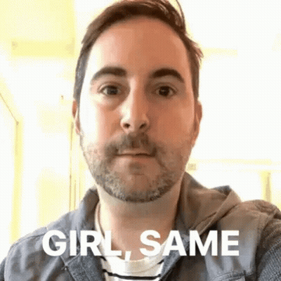 A Man With A Beard Is Making A Face And Saying `` Girl , Same '' . GIF