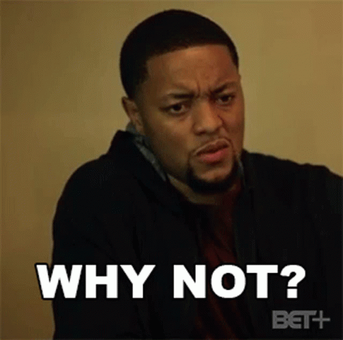 A Man With A Beard Is Making A Funny Face And Asking Why Not ? GIF