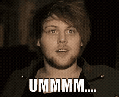A Man With A Beard Is Making A Funny Face And Has The Word Ummm On His Face GIF