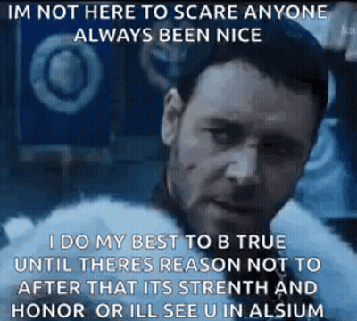 A Man With A Beard Is Making A Funny Face And Saying `` Im Not Here To Scare Anyone Always Been Nice '' GIF